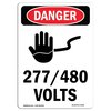 Signmission Safety Sign, OSHA Danger, 5" Height, 277-480 Volts, Portrait, 10PK OS-DS-D-35-V-1010-10PK